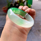 冰种飘花宽版轮胎手镯（57.7mm）（yc297923）
