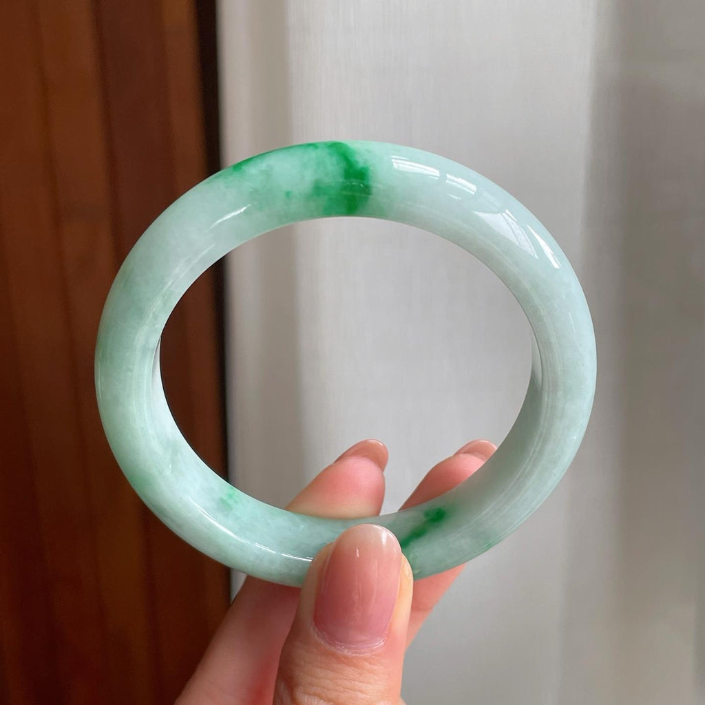 糯冰飘花翡翠平安镯（54mm)（yc330573）