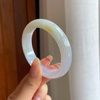 糯冰黄翡翡翠平安镯（53mm)（yc419709）