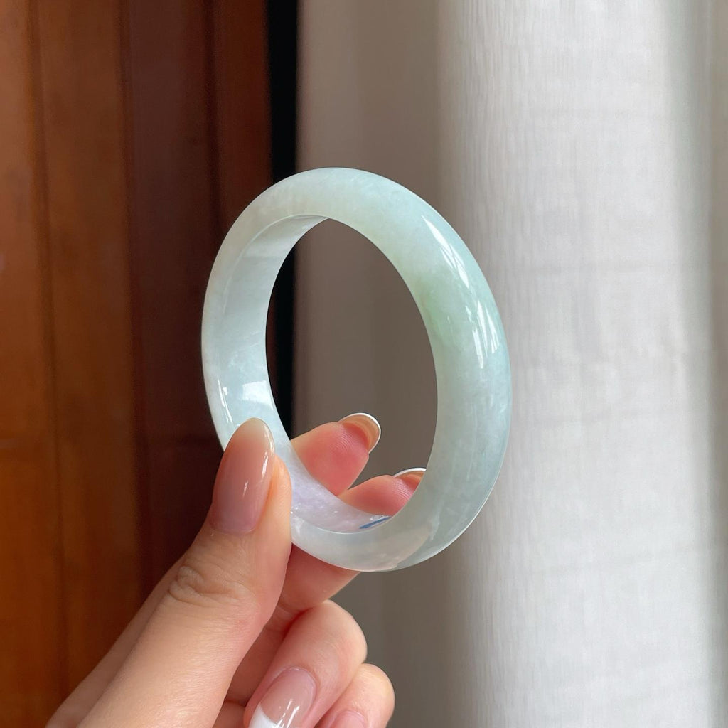 糯冰带紫翡翠平安镯（52mm)（yc374212）