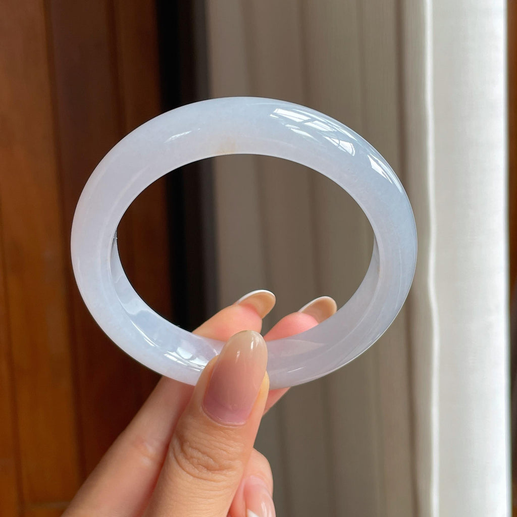糯冰白月光洒金翡翠平安镯（56.2mm)（yc406311）