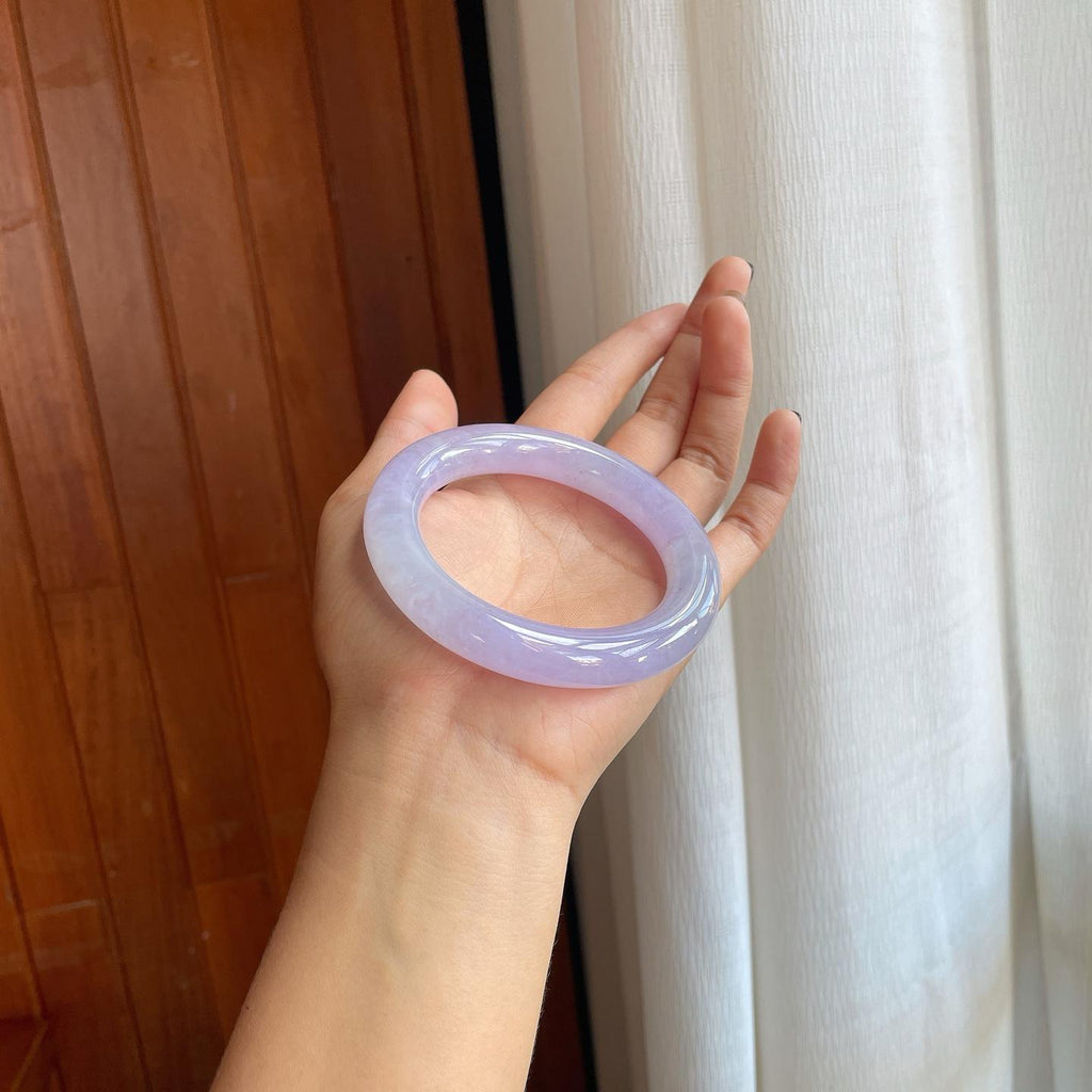 冰种紫罗兰翡翠圆条手镯（57.7mm）（yc278725）