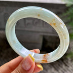 细糯种晴底撒金正圈平安镯56.3圈       天然缅甸A货翡翠（yc383109）