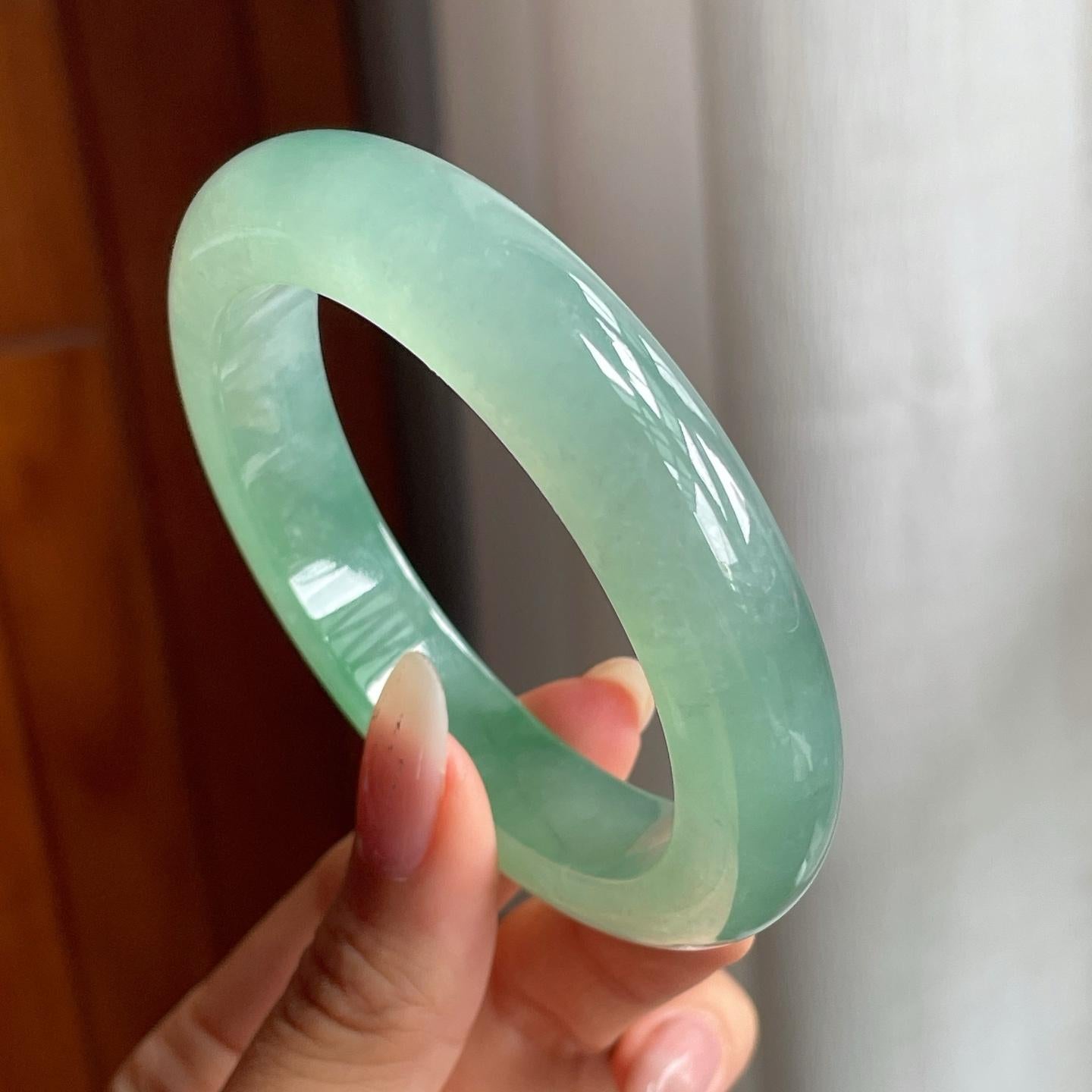 冰种晴底翡翠平安镯（55mm）