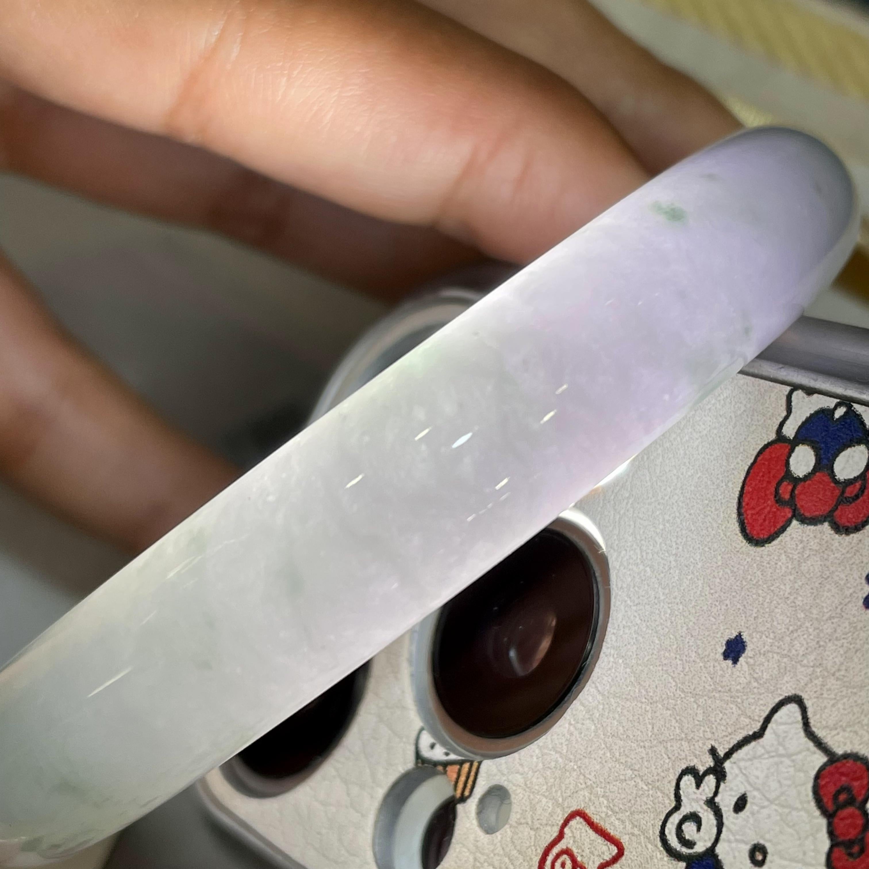 大圈口 细糯种紫罗兰飘花正圈平安镯60.6圈 天然缅甸A货翡翠（yc464091）