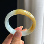 糯冰黄翡翡翠平安镯(59mm)（yc415985）