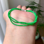 18K金钻镶糯冰种满绿小米珠链/手链（两用款）（yc252058）