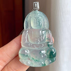 18k金扣冰种飘花翡翠观音（yc251057）