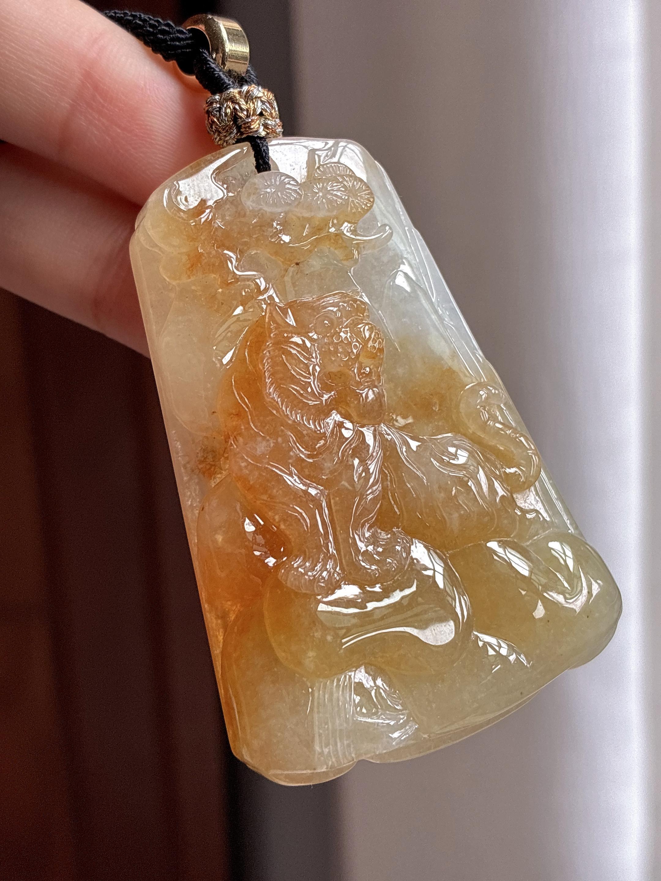 糯冰黄翡虎牌挂件 天然缅甸A货翡翠（yc481777）