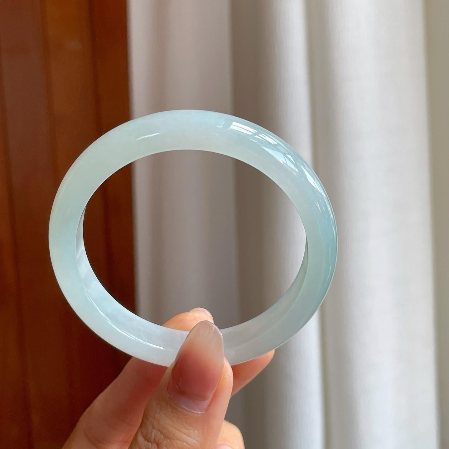 冰种带底色翡翠平安镯（54.5mm）（yc327147）
