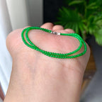 18K金钻镶糯冰种满绿小米珠链/手链（两用款）（yc252061）