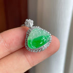 18k金钻镶糯冰带色翡翠佛公（yc255716）