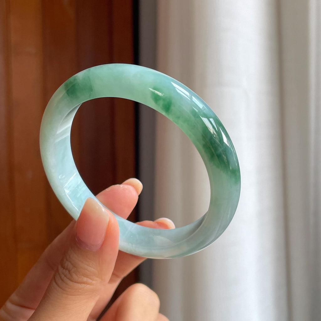 糯冰飘花翡翠平安镯(58mm)（yc400232）