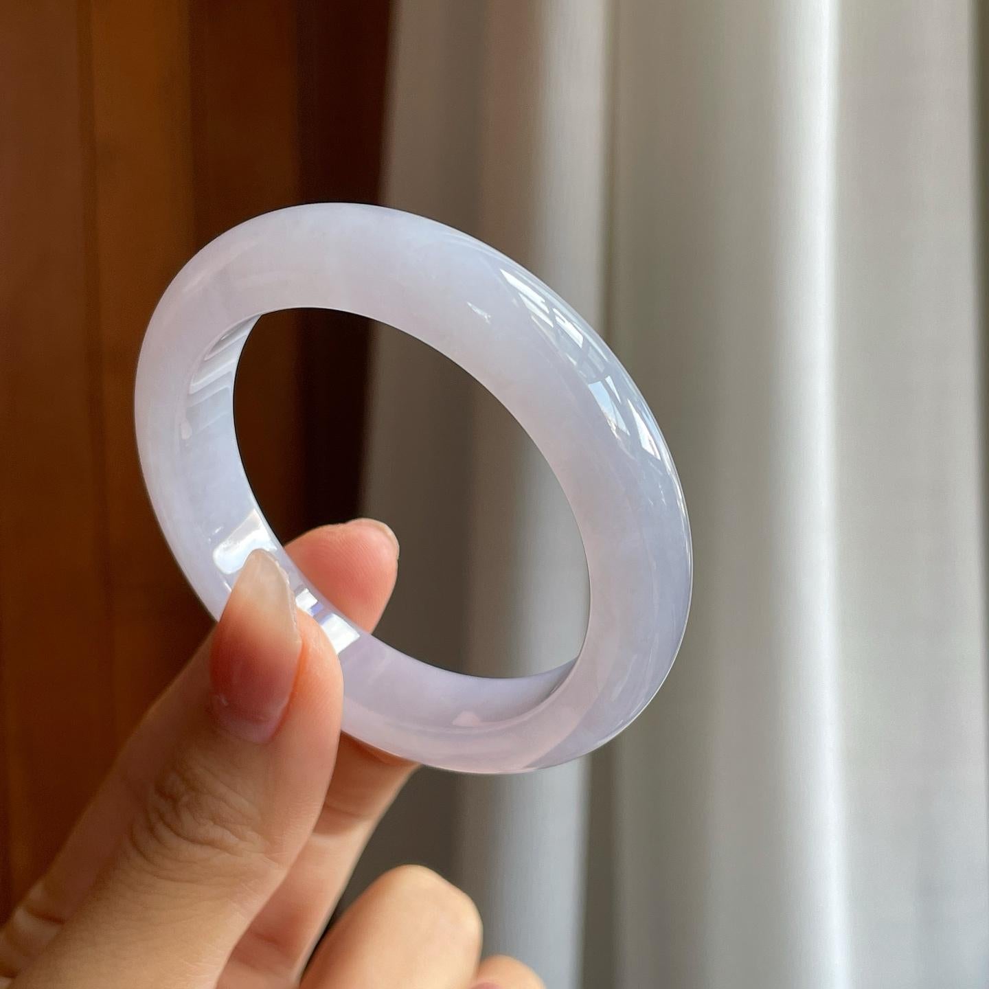冰种淡紫罗兰翡翠平安镯（50mm）（yc318650）