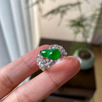 18k金钻镶冰种满绿葫芦戒指（yc310110）