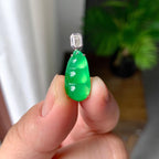 18K金钻镶冰种满绿福豆吊坠（yc257221）