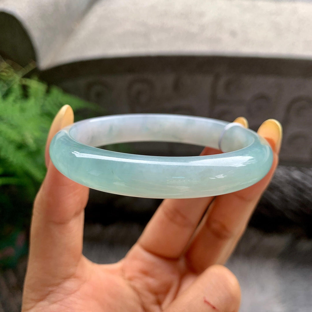 细糯种蓝水贵妃手镯55.5圈 天然缅甸A货翡翠（yc481905）