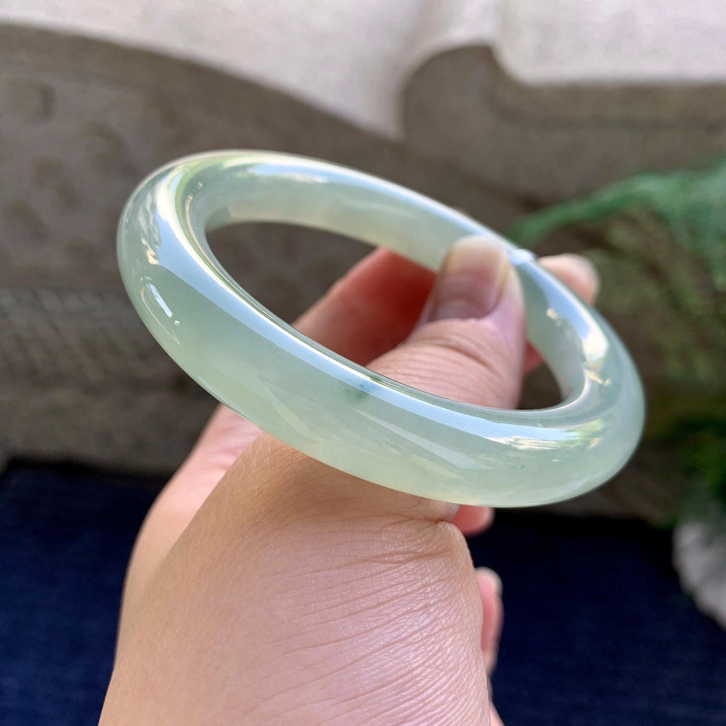 糯冰种晴底飘花圆条手镯（54.8mm）（yc223258）