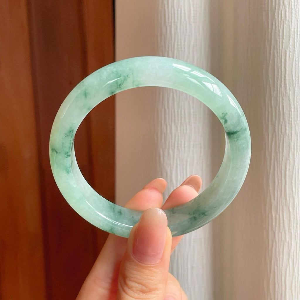 冰种飘花翡翠平安镯（55.3mm)（yc354340）