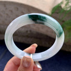 细糯种飘蓝花正圈平安镯  58.5圈口  天然缅甸A货翡翠（yc433526）