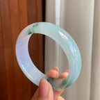 冰种紫罗兰飘花宽版翡翠平安镯（57mm）（yc335314）