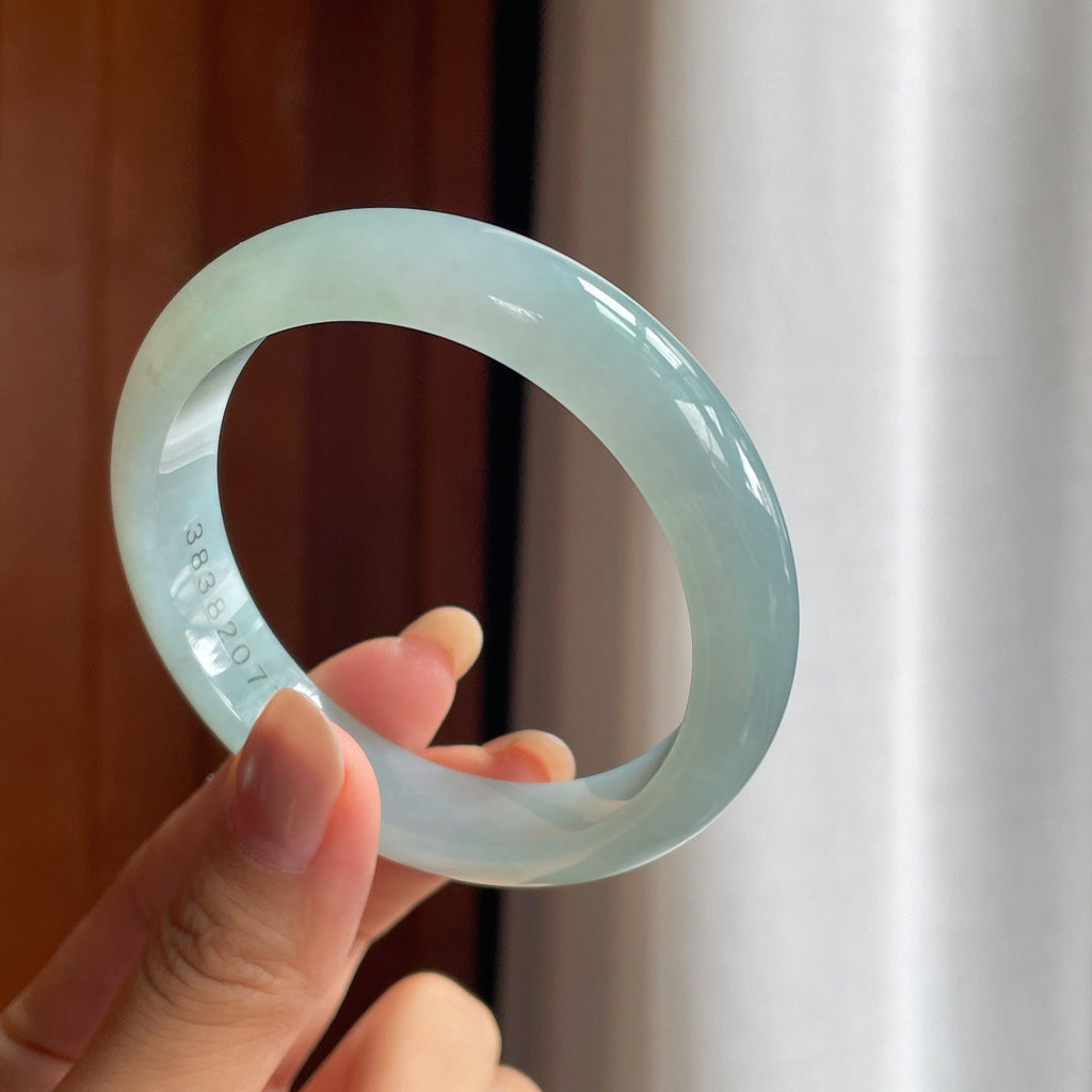糯冰种淡底色翡翠平安镯(56.7mm)（yc423124）
