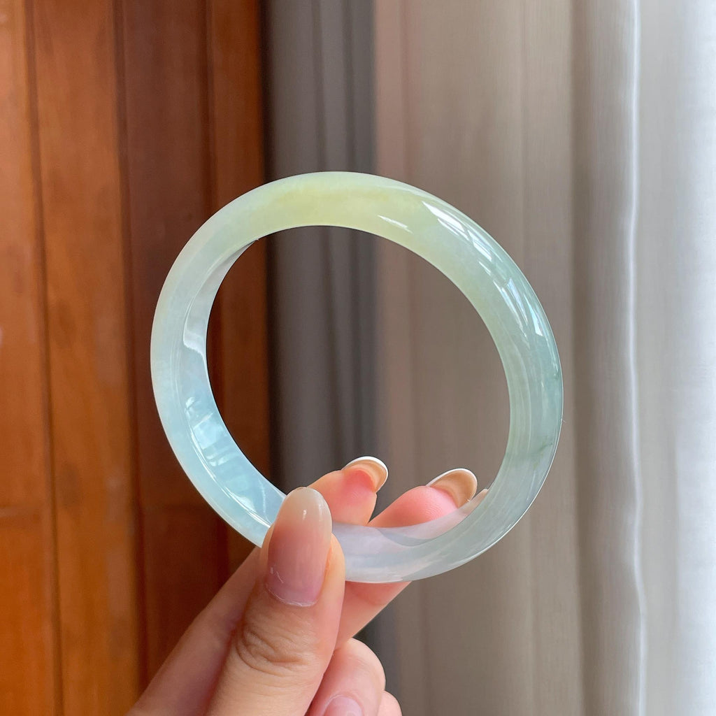 糯冰黄翡翡翠平安镯（61.2mm)（yc406284）