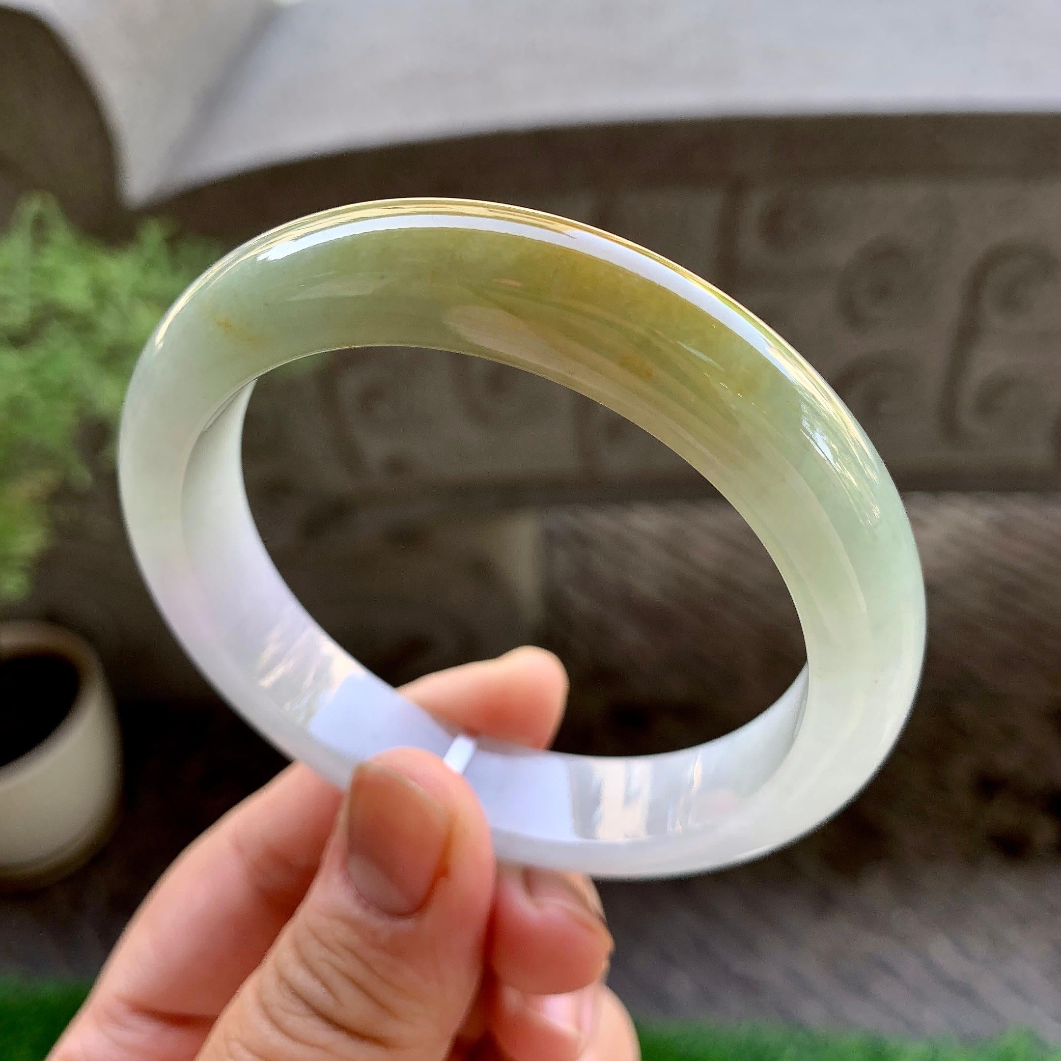 细糯种黄翡平安镯（58mm）（yc240756）