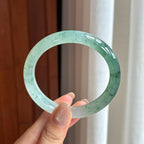 糯冰飘花翡翠平安镯 58圈（yc436451）