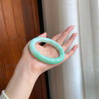 糯冰果绿翡翠圆条手镯（57mm)（yc373953）