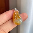 18k金镶糯冰黄翡翡翠叶子（yc247176）