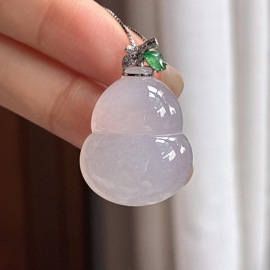 18k金扣头糯冰淡紫罗兰葫芦挂件 天然缅甸A货翡翠（yc465154）