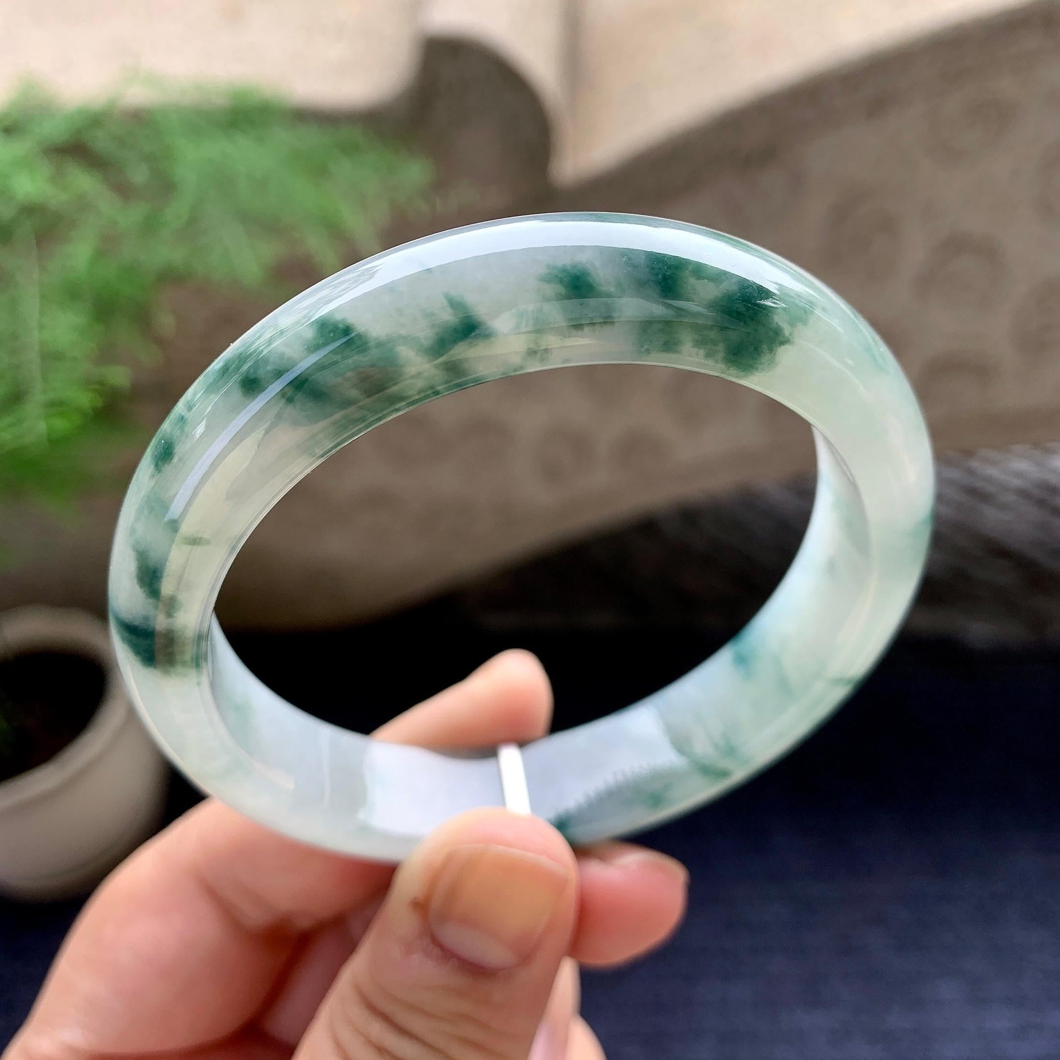细糯种飘花平安镯（58.2mm）（yc198253）