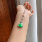 S925银镶糯冰带色翡翠佛公（yc257813）