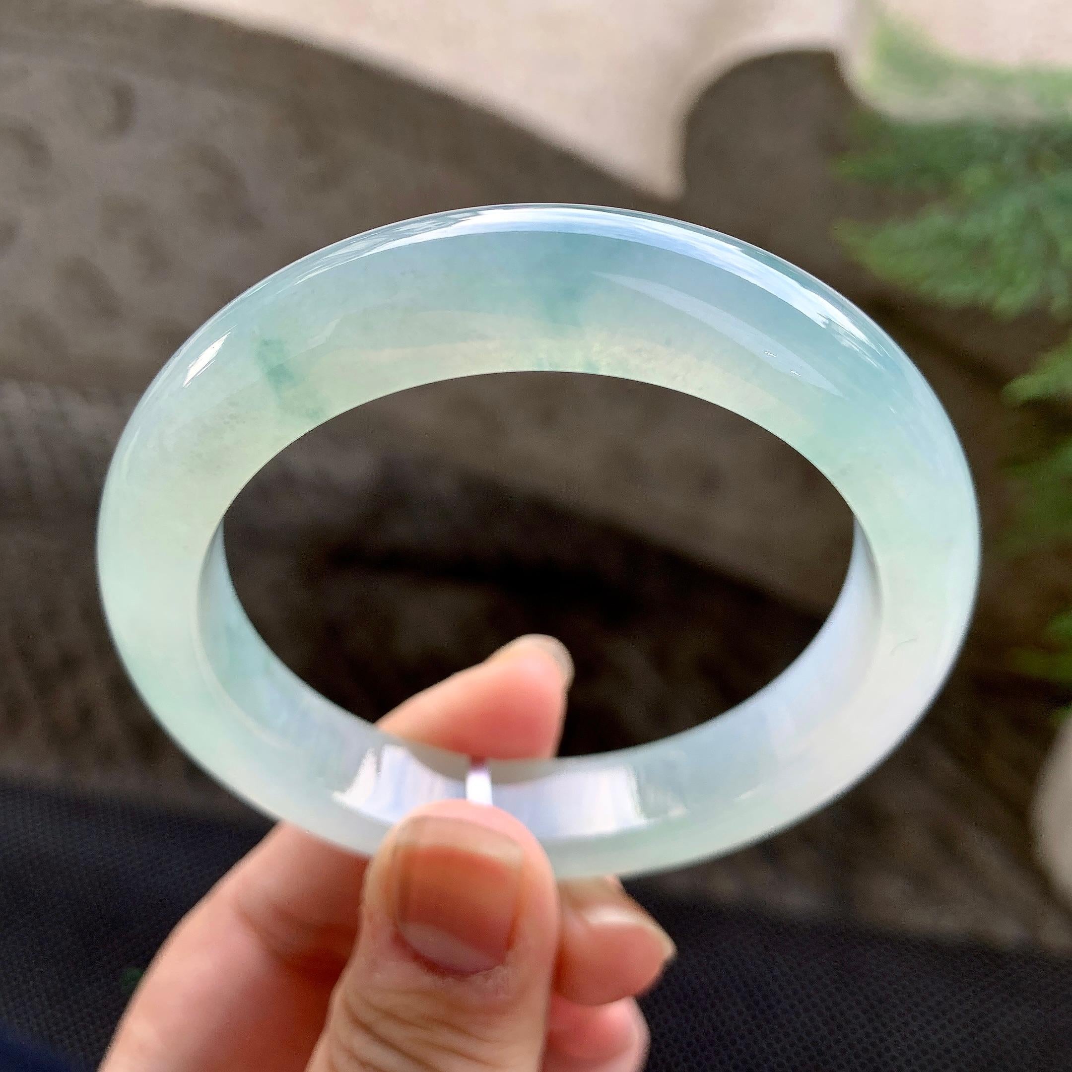 糯冰种飘花平安镯（55.3mm）（yc255596）