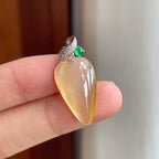 18k金扣冰种黄翡翡翠福瓜（yc251674）