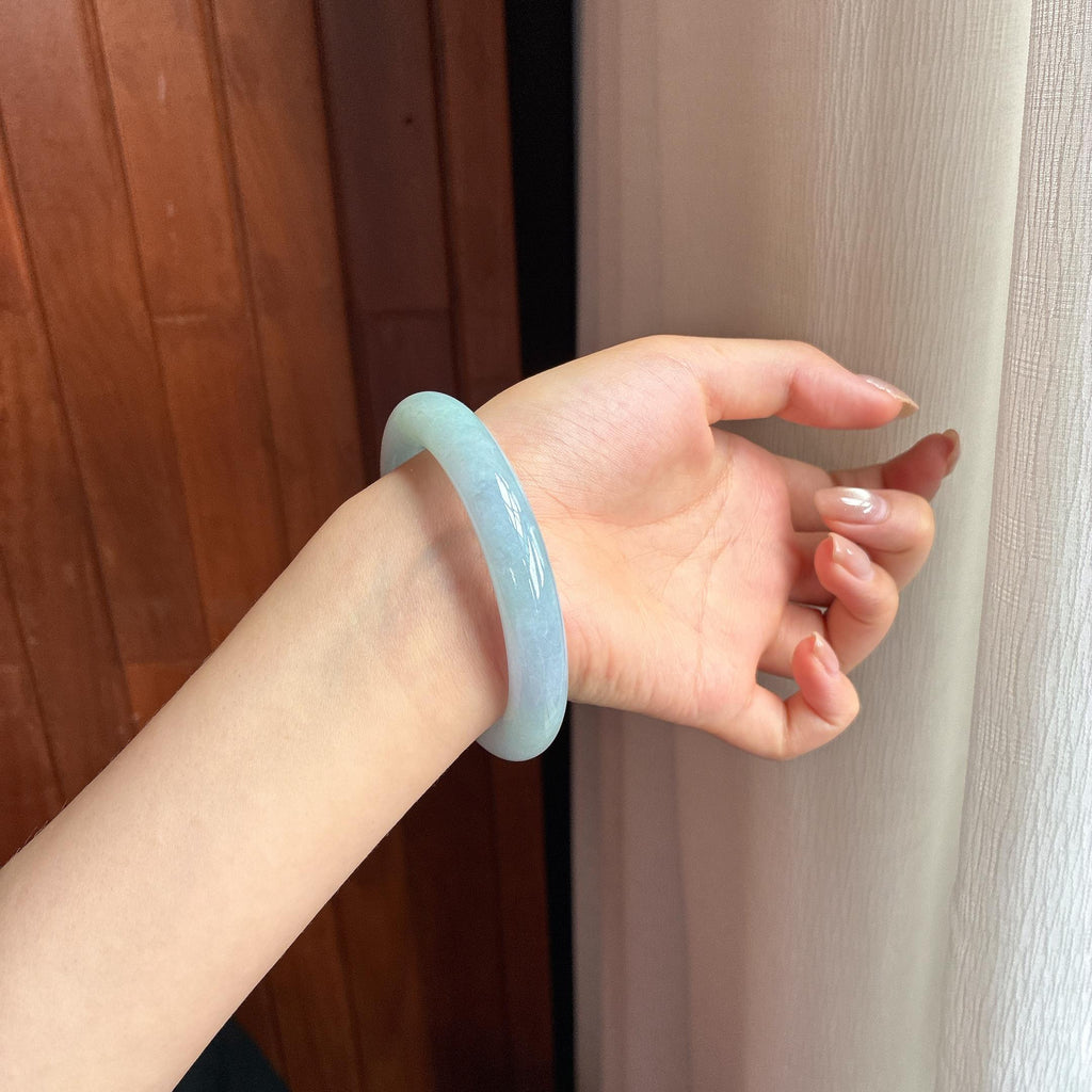 细糯种紫罗兰圆条手镯 56圈 天然缅甸A货翡翠（yc440003）