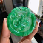细糯种满绿龙凤牌挂件（yc214667）