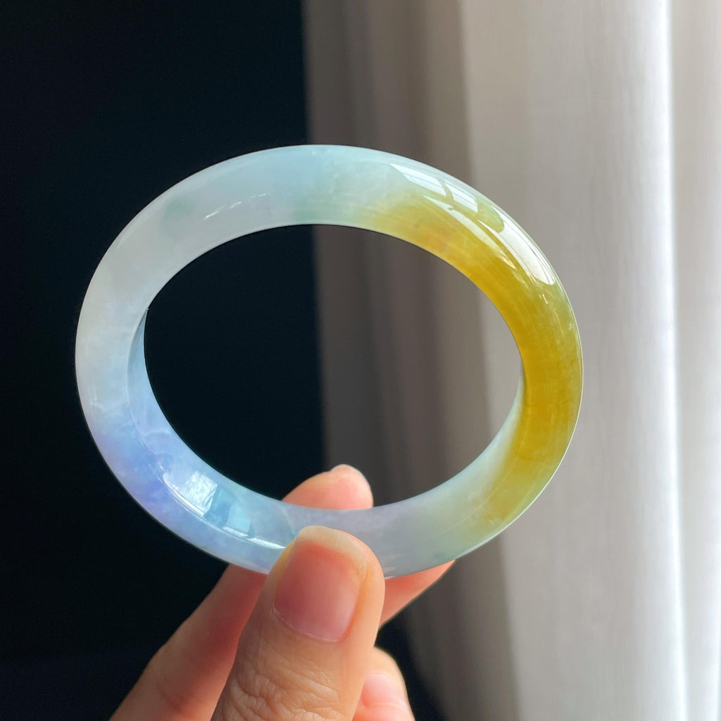 冰种黄翡特色翡翠平安镯（55mm)（yc349367）
