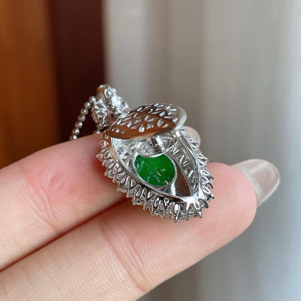 18k金镶冰种满绿翡翠叶子（yc246210）