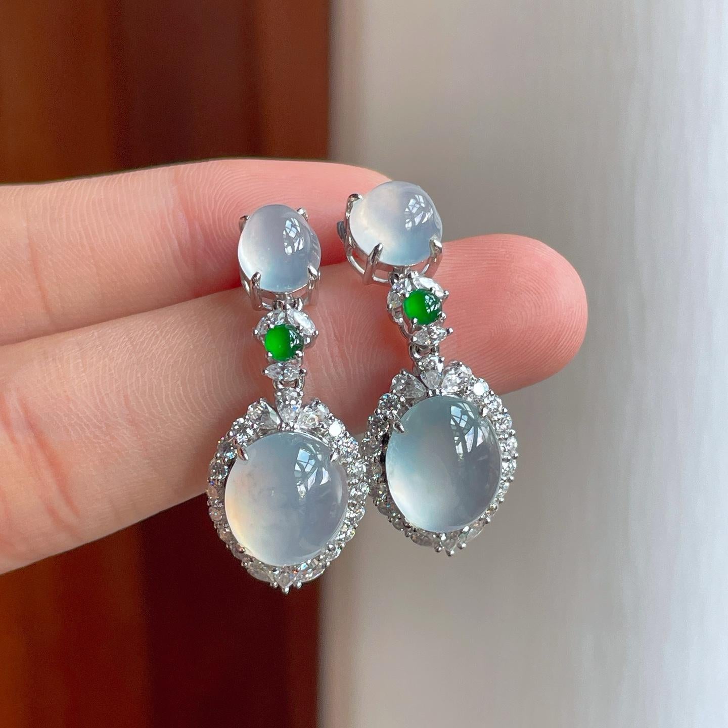 18k金镶冰种翡翠套链套装（yc251678）