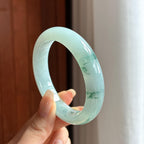 糯冰飘花正圈平安镯 55圈 天然缅甸A货翡翠（yc460892）