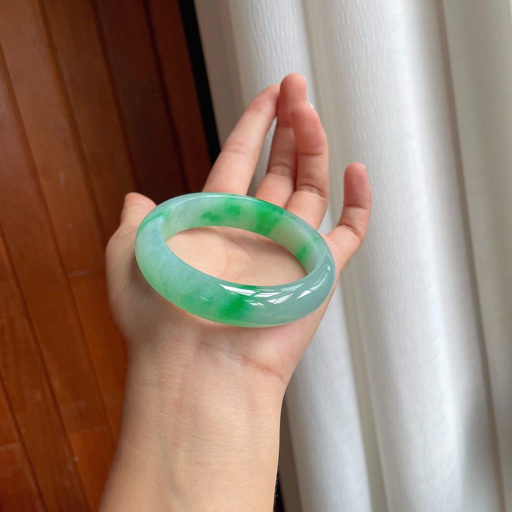 冰种带色翡翠平安镯（56mm）（yc249169）