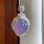 铜托糯冰紫罗兰翡翠蛋面一套（yc268247）