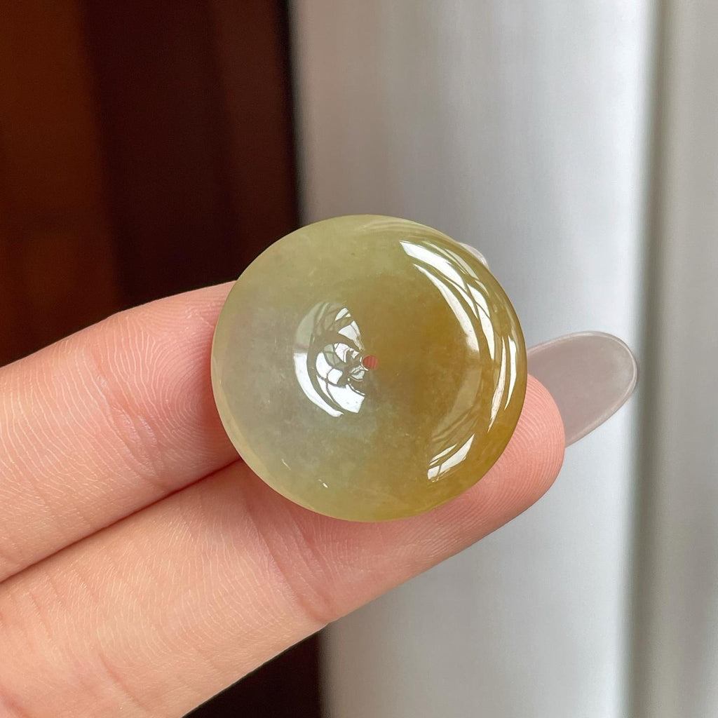 糯冰黄翡翡翠平安扣（yc261420）