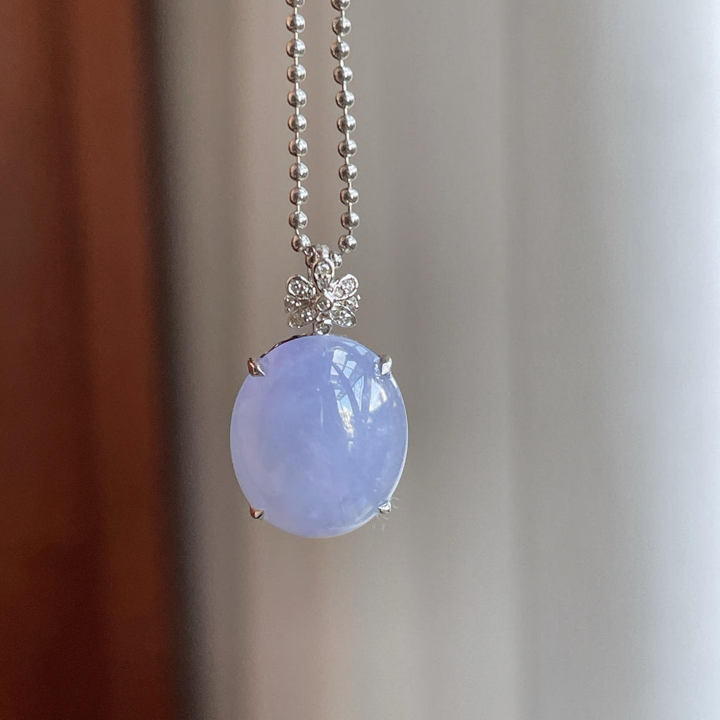 18k金钻镶糯冰翡翠蛋面吊坠（yc255692）