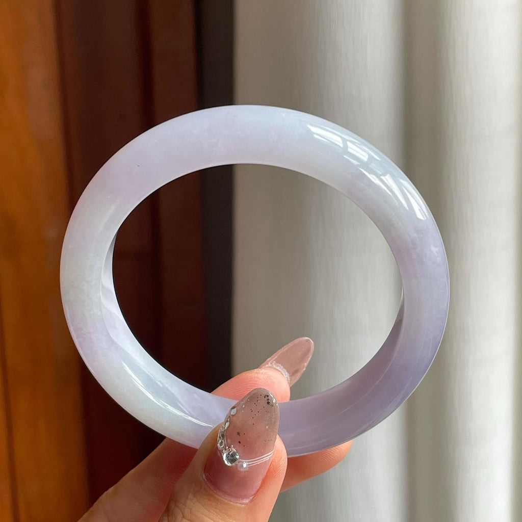 细糯冰紫罗兰翡翠平安镯（56.8mm）（yc185597）