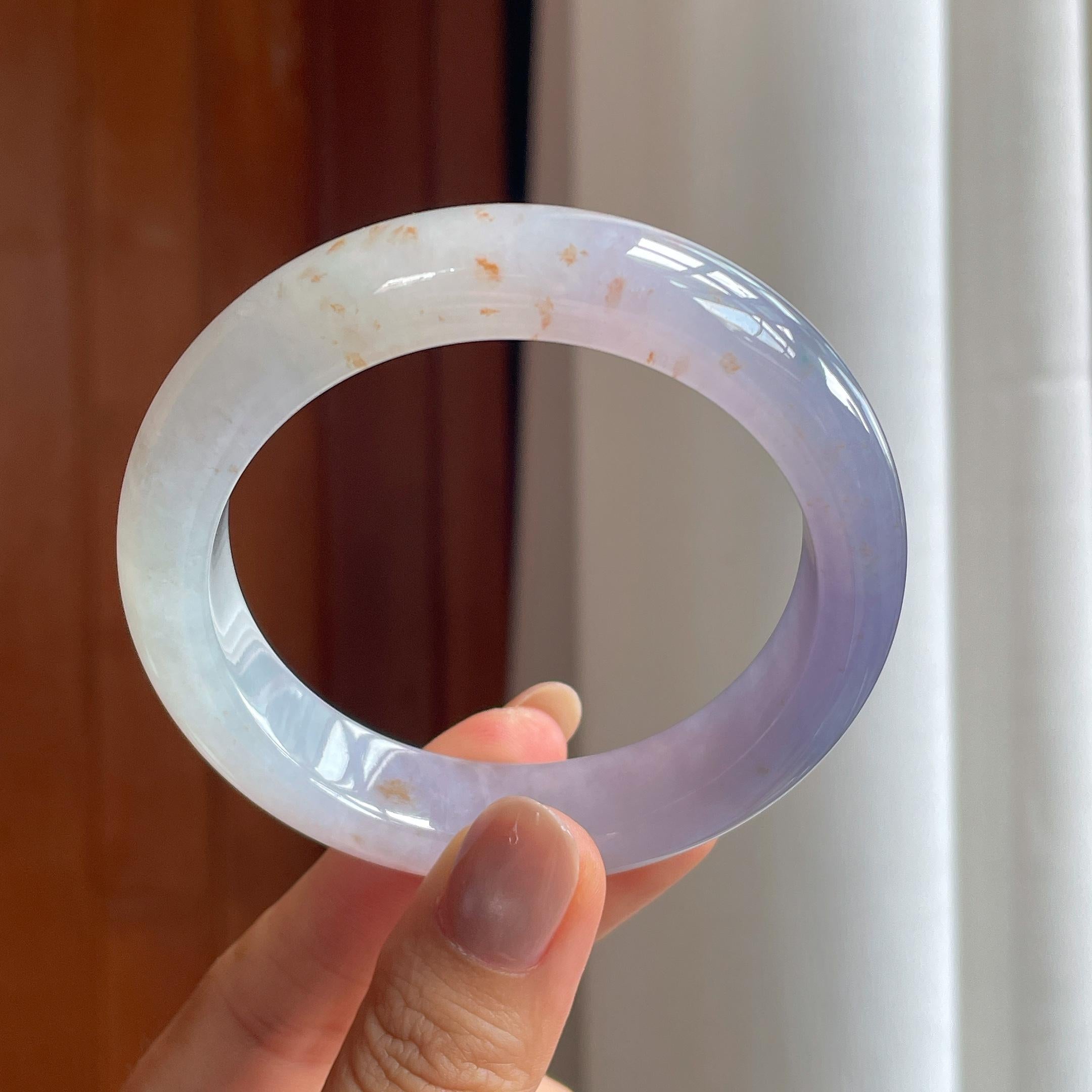冰种紫罗兰特色撒金翡翠平安镯（56.5mm）（yc400761）