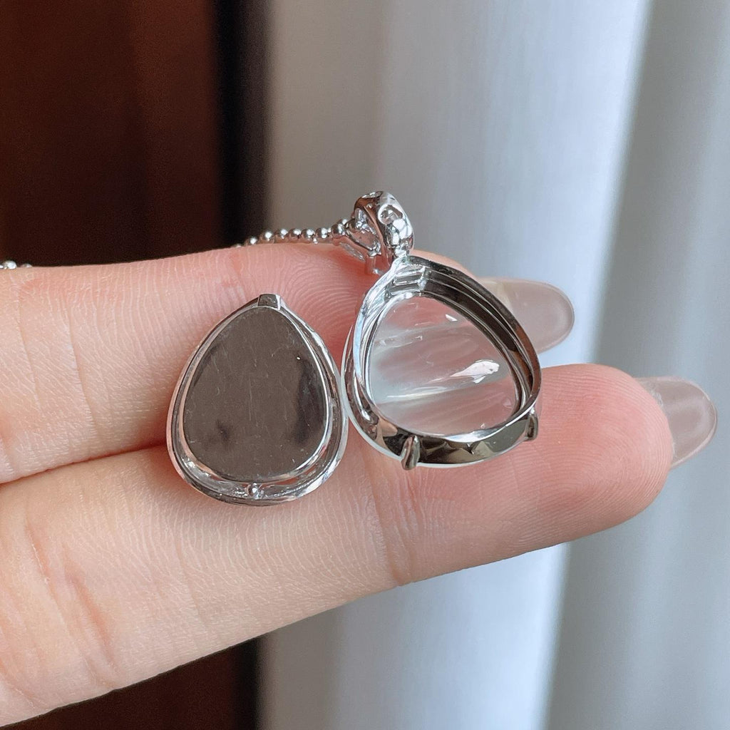 18k金镶冰玻种无色翡翠豆子（yc241862）