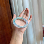 冰种水墨花翡翠圆条手镯（56mm）（yc285966）